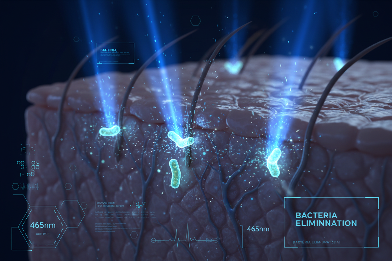 blue light from celluma led red light therapy kills acne bacteria