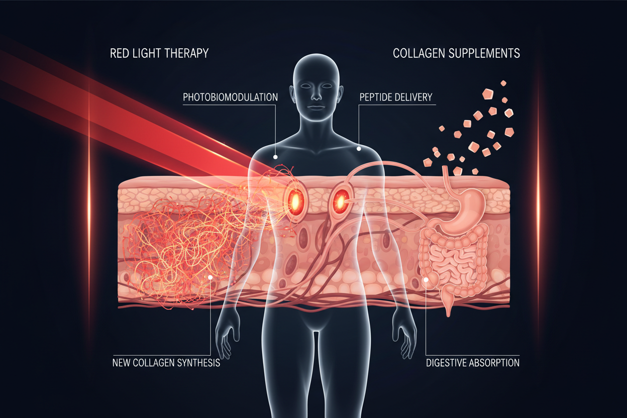 Red light therapy device for collagen support and skin rejuvenation