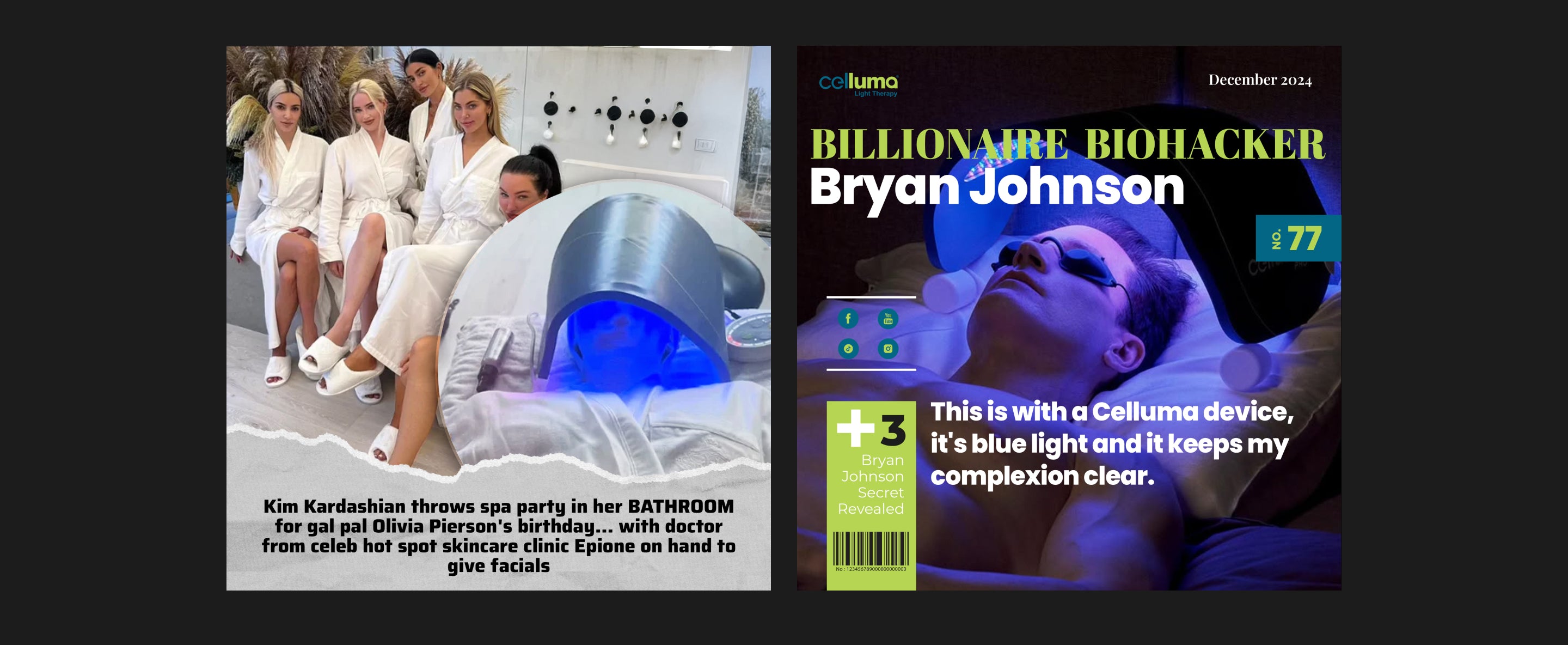 Discover how Bryan Johnson and Kim Kardashian use Celluma LED light therapy for anti-aging, skin rejuvenation, and overall wellness