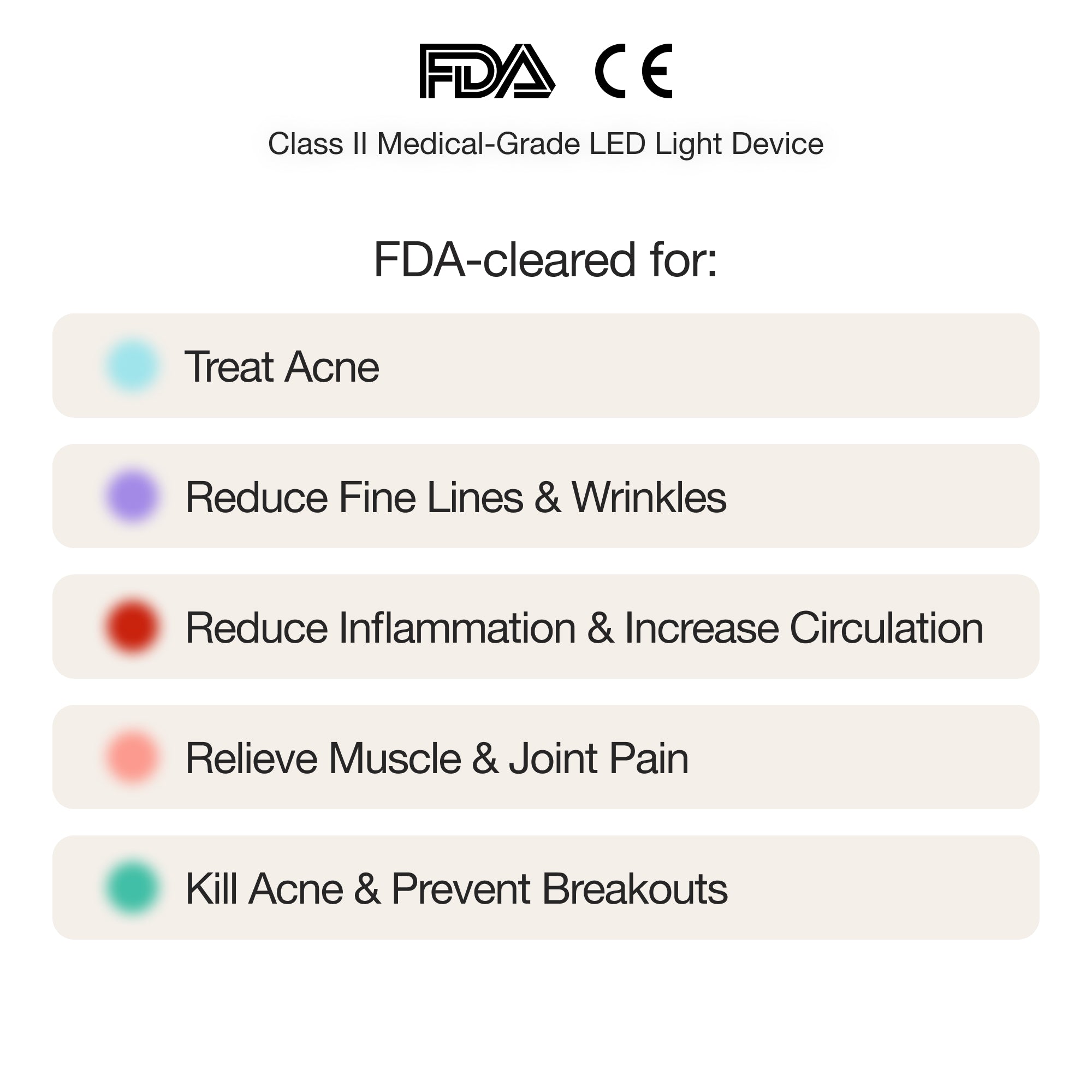 near-infrared light therapy Acne, Rosacea, Psoriasis, Eczema, Dermatitis, scars, hyperpigmentation, Wrinkles, collagen, crow’s feet, aging, Hair loss, Androgenetic alopecia, Joint pain, Arthritis, Tendonitis, Backache, frozen shoulder, Sciatica, nerve pain, chronic pain