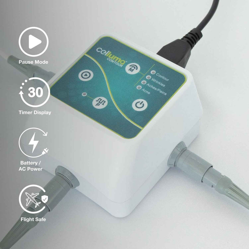 Pengendali Celluma CONTOUR dengan tombol mode dan tampilan pengatur waktu
