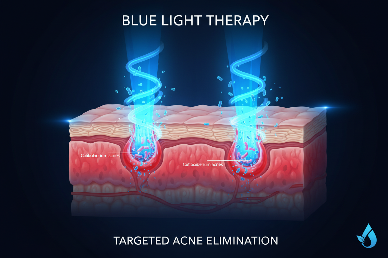 Blue light kills acne bacteria