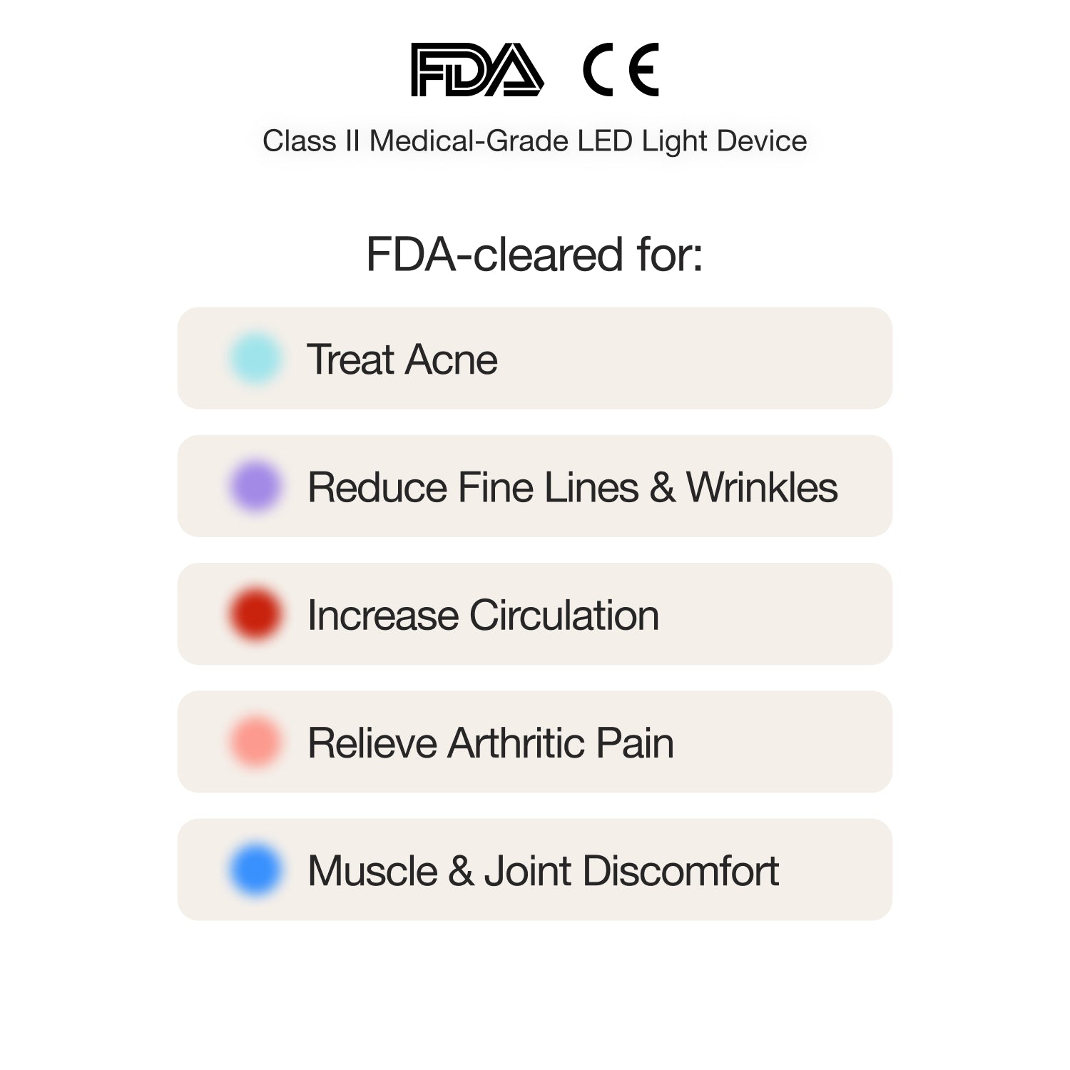 Red light therapy for Acne, Rosacea, Psoriasis, Eczema, Dermatitis, scars and hyperpigmentation