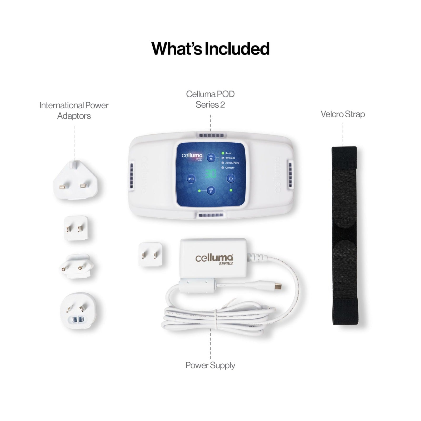 List of included items with Celluma POD ll