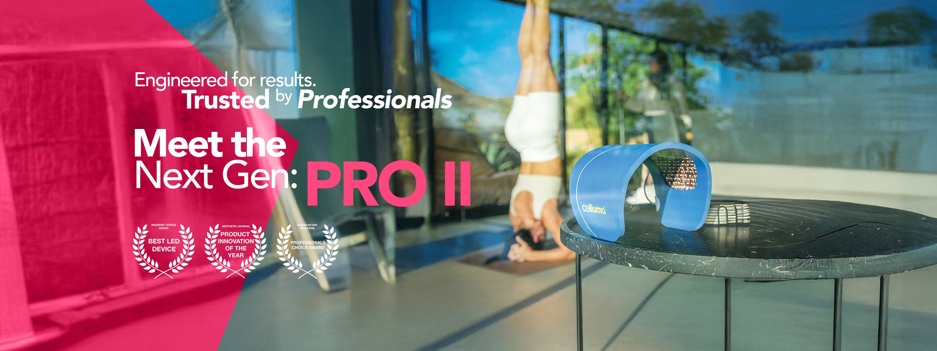 Celluma PRO 2 LED light therapy device – professional-grade red, blue, and near-infrared light treatment for anti-aging, pain relief, and acne, trusted by clinicians and award-winning in innovation.