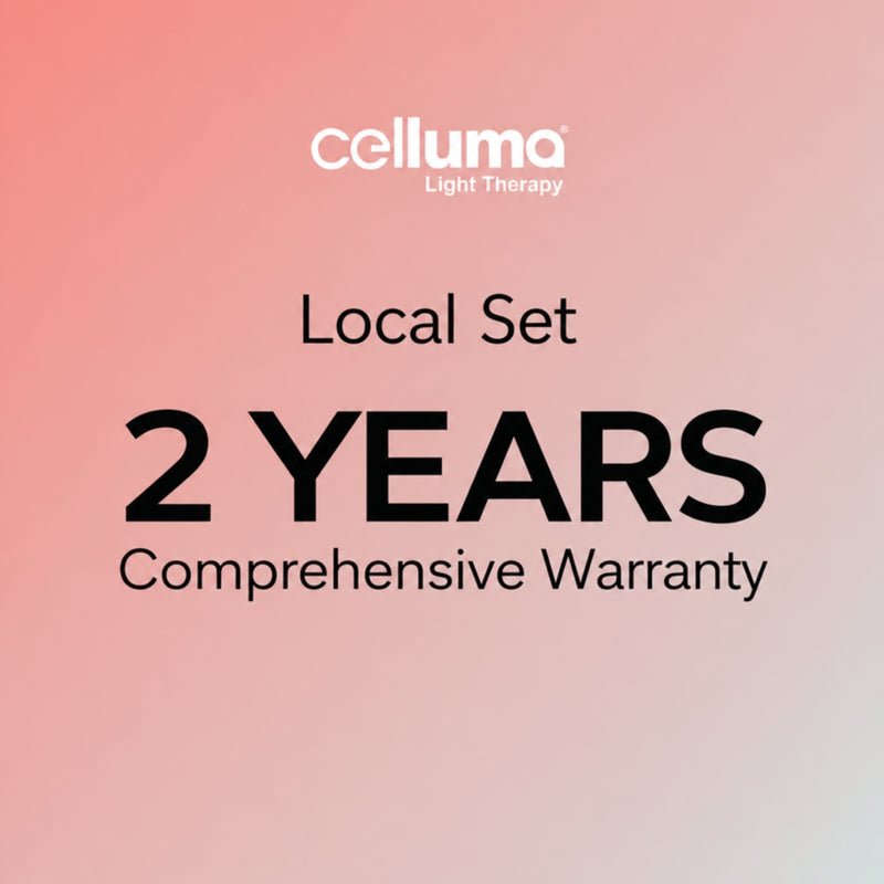 Celluma graphic describing two-year comprehensive warranty coverage for the local set