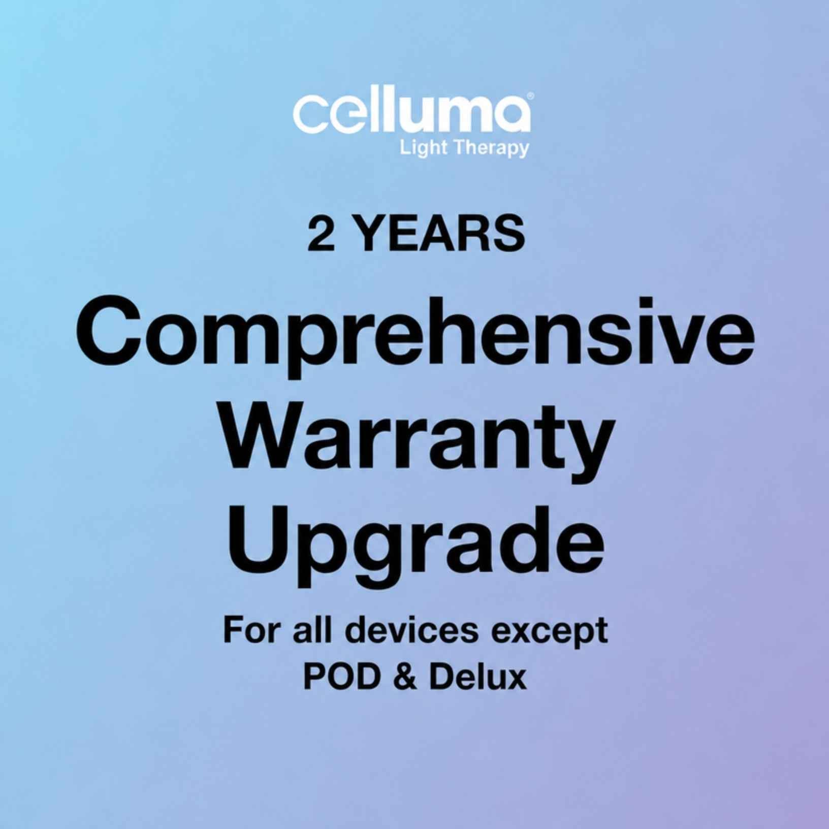 Celluma LED Red Light Therapy 2 year Comprehensive Warranty. 